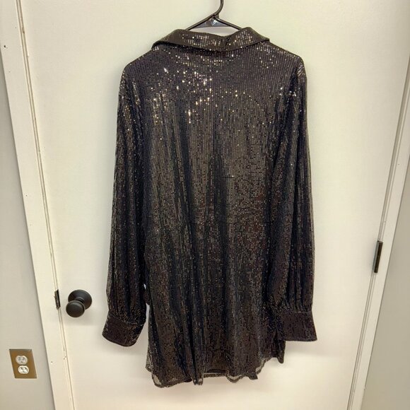 NWT Boohoo Size 12 Black Glitter Embellished Oversized Blazer Dress - Picture 5 of 5